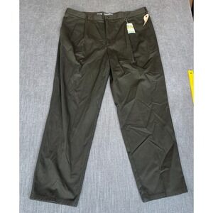 Evergreen Chino Pants Mens 44x34 Olive Green Pleated Wrinkle Resistant Classic